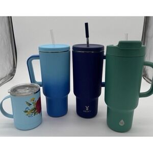 Lot Of 4 Insulated Tumblers 40oz Meoky TAL Pioneer Woman Handle Cups